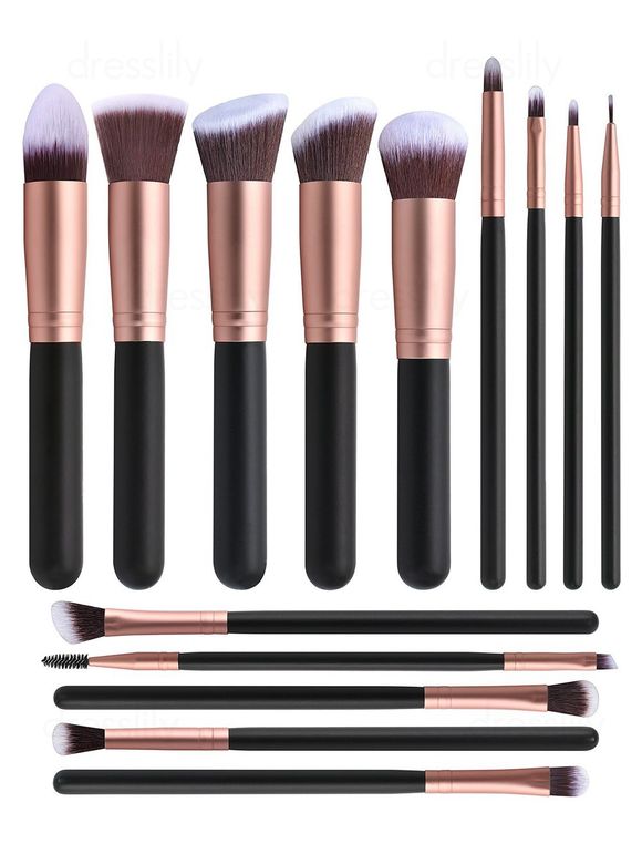 Cosmétique 14 Pièces Ensemble de Pinceaux à Maquillage Super Doux Télescopique Multifonctions - d'or 