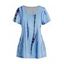 T-shirt Décontracté Teinté Imprimé Manches Courtes à Col Dégagé - Bleu clair L