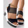 Colorblock Buckle Strap Open Toe Wedge Sandals - Noir EU 36