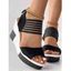 Colorblock Buckle Strap Open Toe Wedge Sandals - Abricot EU 36