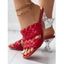 Textured Slip On High Heel Slippers - Rouge EU 40