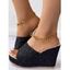 Textured Summer Slip On Wedge Slippers - d'or EU 38