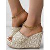 Textured Summer Slip On Wedge Slippers - d'or EU 41