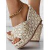 Textured Summer Slip On Wedge Slippers - d'or EU 37
