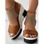 Colorblock Buckle Strap Open Toe Wedge Sandals - Abricot EU 39