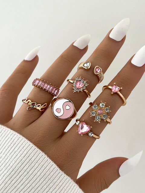 8pcs 2024 Pattern Nail Charms, Alloy Rhinestones Letter Charms For Acrylic  Nails, Golden Silvery Nail Jewelry For Nail Decoration