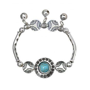 

Vintage Floral Artificial Turquoise Bell Bracelet, Light blue