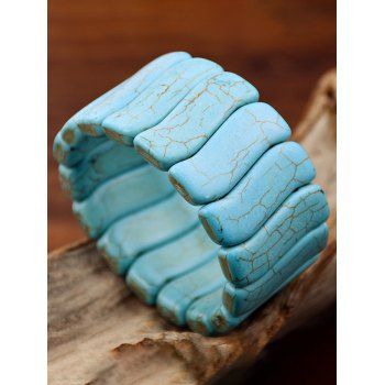 

Faux Turquoise Wide Ethnic Bracelet, Multicolor