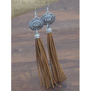 

Ethnic Round Tassel Hook Drop Earrings, Coffee