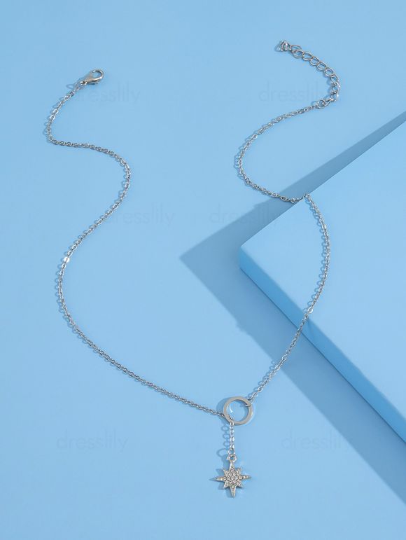 Collier Tendance avec Pendentif Etoiles en Strass - Argent 