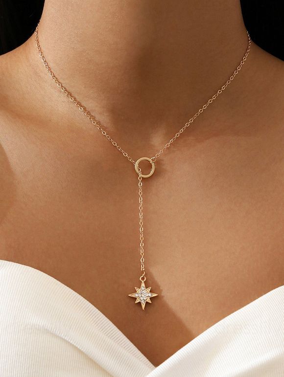 Collier Tendance avec Pendentif Etoiles en Strass - d'or 