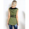 Colorblock Hooded Tank Top High Low Belted Casual Tank Top - GREEN S
