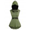 Colorblock Hooded Tank Top High Low Belted Casual Tank Top - GREEN S