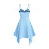 Pastel Color Dress Knotted Spaghetti Strap Empire Wast Asymmetrical Midi Dress - LIGHT BLUE XXL