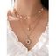 Collier à Plusieurs Branches avec Pendentifs Etoile Soleil et Strass - d'or 