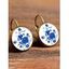 Boucles D'Oreilles Pendantes Mode à Imprimé Fleurs et Géométrie - Bleu 