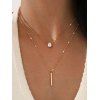 2 Pièces Collier Tendance en Forme de Rectangle et Cristal Fantaisie pour Hommes - d'or 