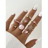 8 Pièces Ensemble de Bagues en Alliage Motif Lettre Cœur en Cristal Fantaisie - d'or 