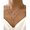 2 Pièces Collier Tendance en Forme de Rectangle et Cristal Fantaisie pour Hommes - Argent 
