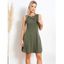 Mini Robe Ligne A Simple Bague en O sans Manches à Lacets - Vert profond XL