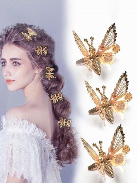 5 Pièces Pinces à Cheveux à Mode en Forme de Papillon Evidées Vives