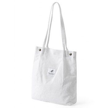 

Applique Simple Solid Color Canvas Shoulder Bag, White