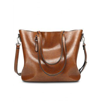 

Adjustable Strap PU Zip Fly Tote Crossbody Bag, Coffee