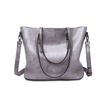 

Adjustable Strap PU Zip Fly Tote Crossbody Bag, Gray