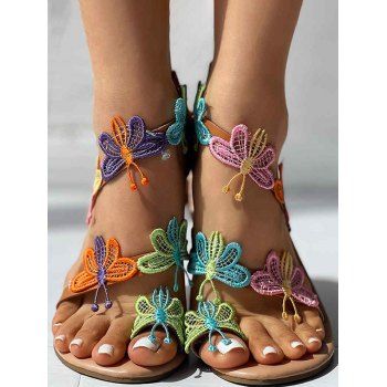 

Hollow Out Colorful Butterfly Open Toe Slip On Trendy Outdoor Sandals, Brown