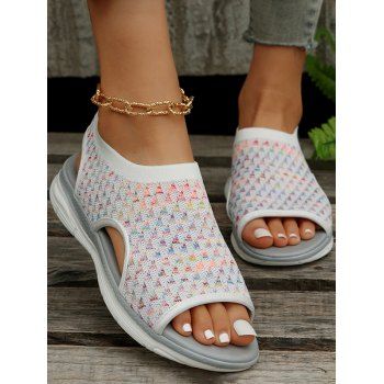

Cut Out Fish Mouth Open Toe Casual Slip On Breathable Sandals, Gray
