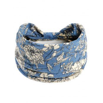 

Flower Print Wide Elastic Sports Headband, Light blue