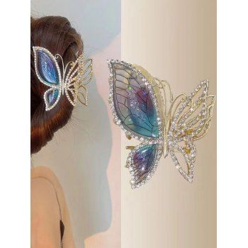 

Ombre Rhinestone Hollow Out Elegance Butterfly Shaped Hair Claw, Light blue
