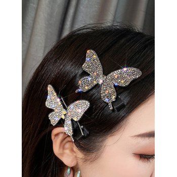 

2 Pcs Glitter Rhinestone Butterfly Shaped Elegance Hair Clips, Multicolor a