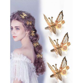 

5 Pcs Vivid Hollow Out Butterfly Shpaed Trendy Hair Clips, Golden