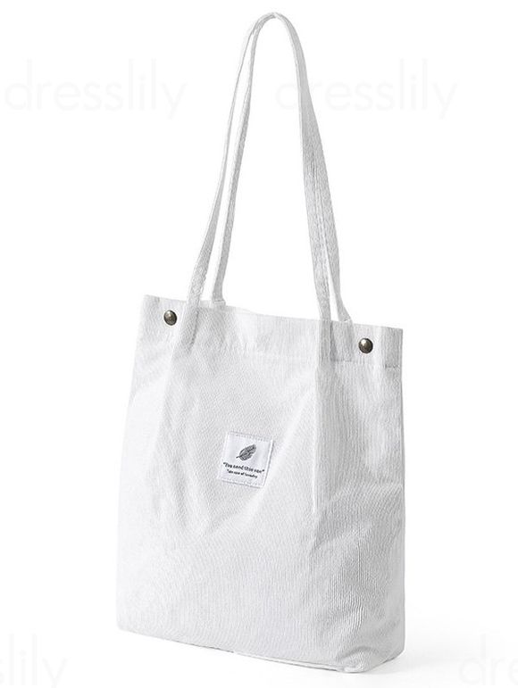 Sac à Epaule Simple Applique en Couleur Unie en Canevas - Blanc 