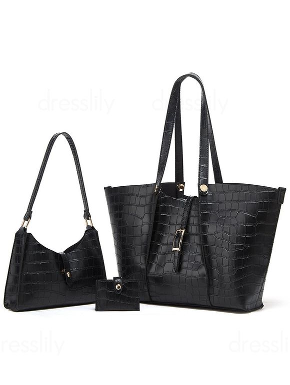 Sac à Bandoulière en Couleur Unie en PU avec Porte-Monnaie - Noir 