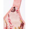 Plus Size Peach Blossom Print Chiffon Overlay Bowknot Tank Top And Lace Up Eyelet Capri Leggings Casual Outfit - multicolor A 