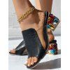 Embossed Colored Artificial Crystal Chunky Heels Slip On Outdoor Sandals - Noir EU 41