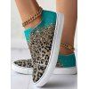 Leopard Colorblock Slip On Flat Platform Outdoor Canvas Shoes - Vert Clair de Mer EU 41