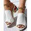 Embossed Colored Artificial Crystal Chunky Heels Slip On Outdoor Sandals - Blanc EU 41