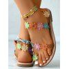 Colored Flowers Beaded Slip On Open Toe Flat Platform Outdoor Sandals - multicolor A EU 40