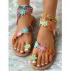 Colored Flowers Beaded Slip On Open Toe Flat Platform Outdoor Sandals - multicolor A EU 43