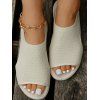 Cut Out Fish Mouth Open Toe Casual Slip On Breathable Sandals - Beige EU 42