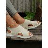 Cut Out Fish Mouth Open Toe Casual Slip On Breathable Sandals - Beige EU 37