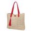 Sac à Epaule de Plage Manche Contrasté en Paille à Frange - Rouge 