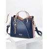 Sac à Bandoulière en Blocs de Couleurs Embelli de Chaîne Cœur à Frange en PU - Bleu 
