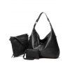 Sac Fourre-tout en Couleur Unie avec Sac à Main Poignée Large en PU - Noir 