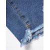 Short Déchiré Zippé de Grande Taille à Ourlet Effrangé en Denim avec Multi-Poches - Bleu 2XL