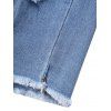 Short Zippé Déchiré de Grande Taille avec Multi-Poches en Denim à Ourlet Effrangé - Bleu clair XL