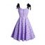 Robe Vintage à Bretelle Nouée Imprimée à Epaule Dénudée à Pois - Pourpre XXL